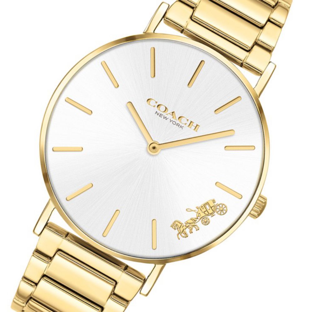 Coach  Ionic Thin Gold Plated 1 Steel Silver White Dial Ladies Watch Style B