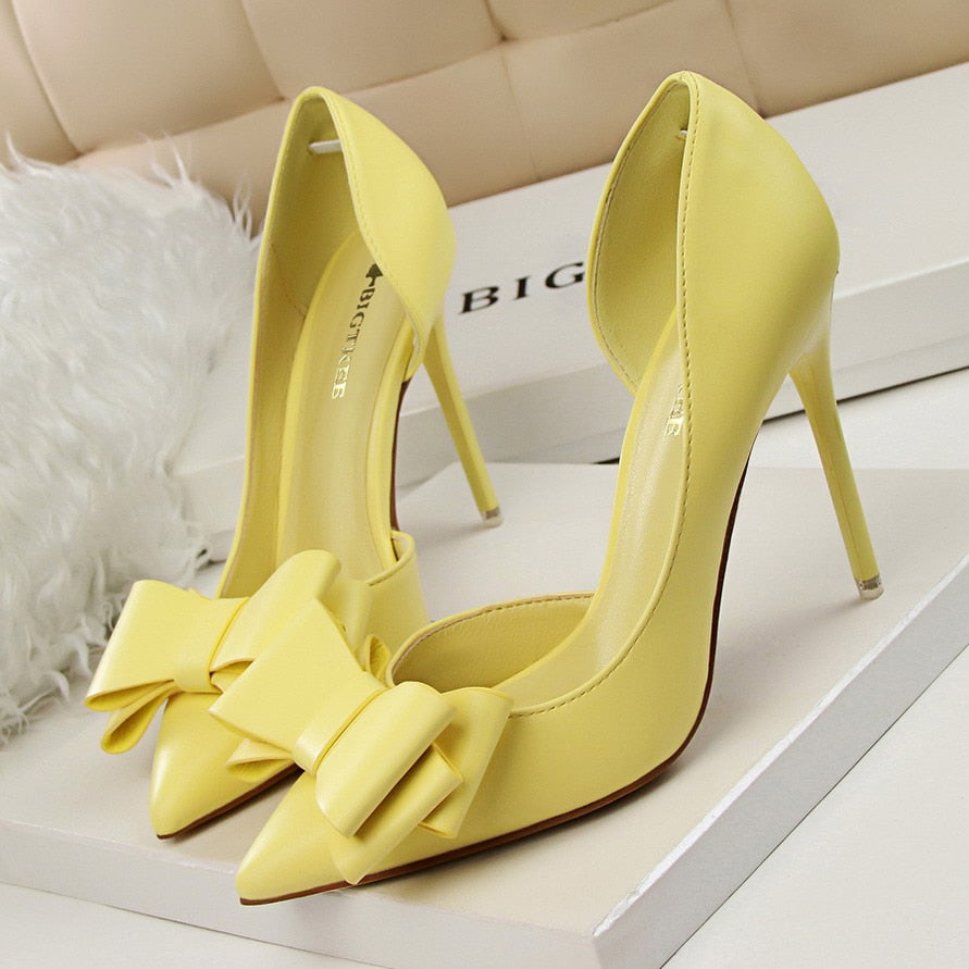 Korean Fashion Bigtree Women Shoes Wedding Bow High Heels Pumps