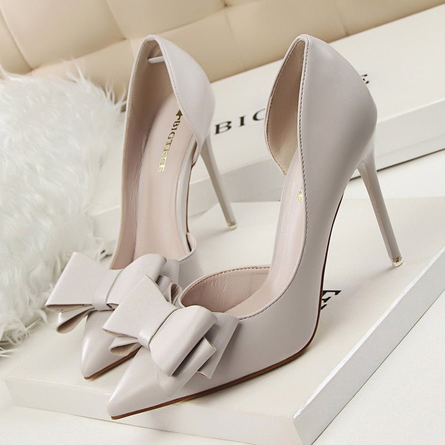 Korean Fashion Bigtree Women Shoes Wedding Bow High Heels Pumps