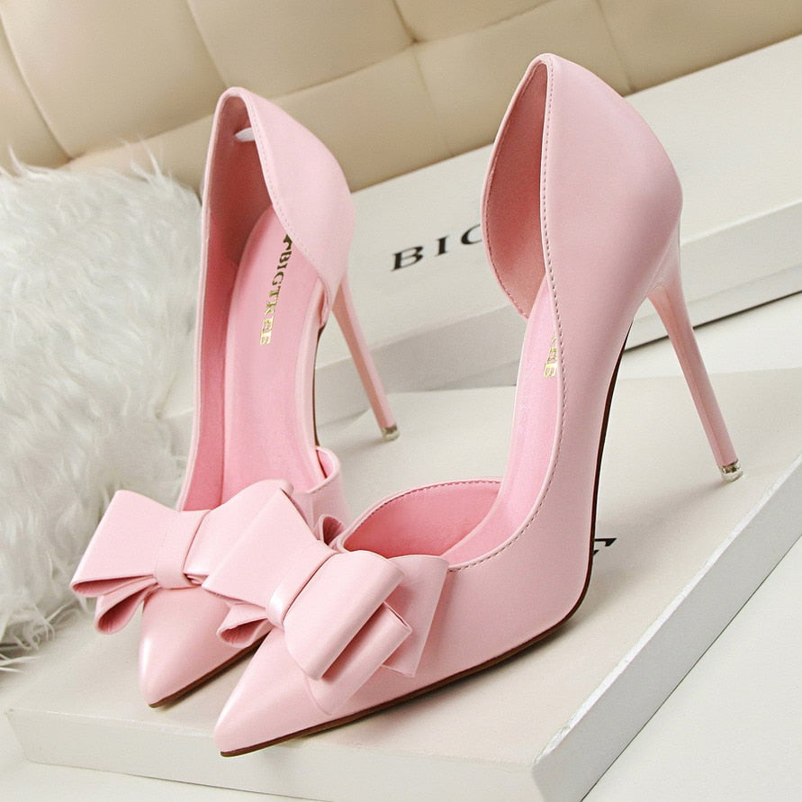 Korean Fashion Bigtree Women Shoes Wedding Bow High Heels Pumps