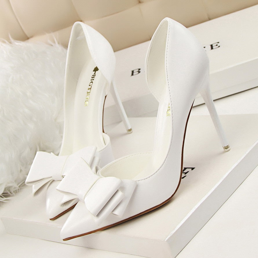 Korean Fashion Bigtree Women Shoes Wedding Bow High Heels Pumps