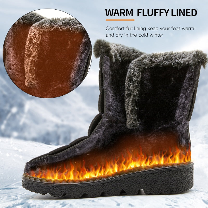 Waterproof Winter Boots for Women New Faux Fur Long Plush Snow Boots Woman Platform Boots Warm Cotton Shoes