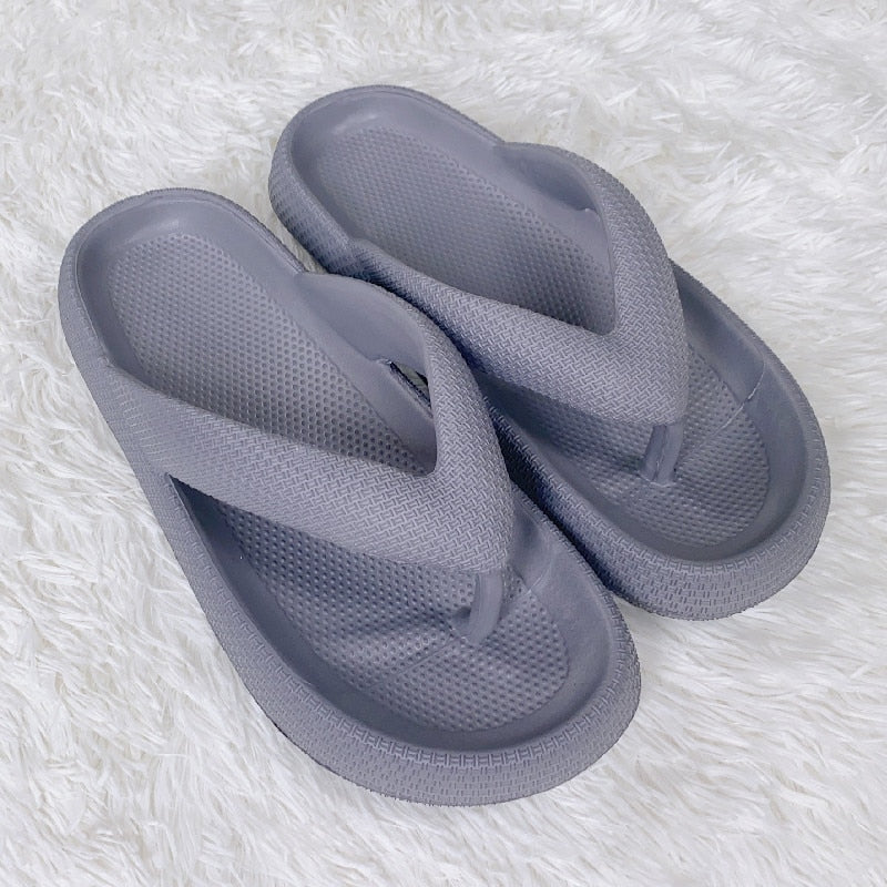 Soft Sole EVA Women's Flip Flops Summer Beach Non-slip Cloud Slippers Women Thick Platform Clip Toe Bathroom Slides