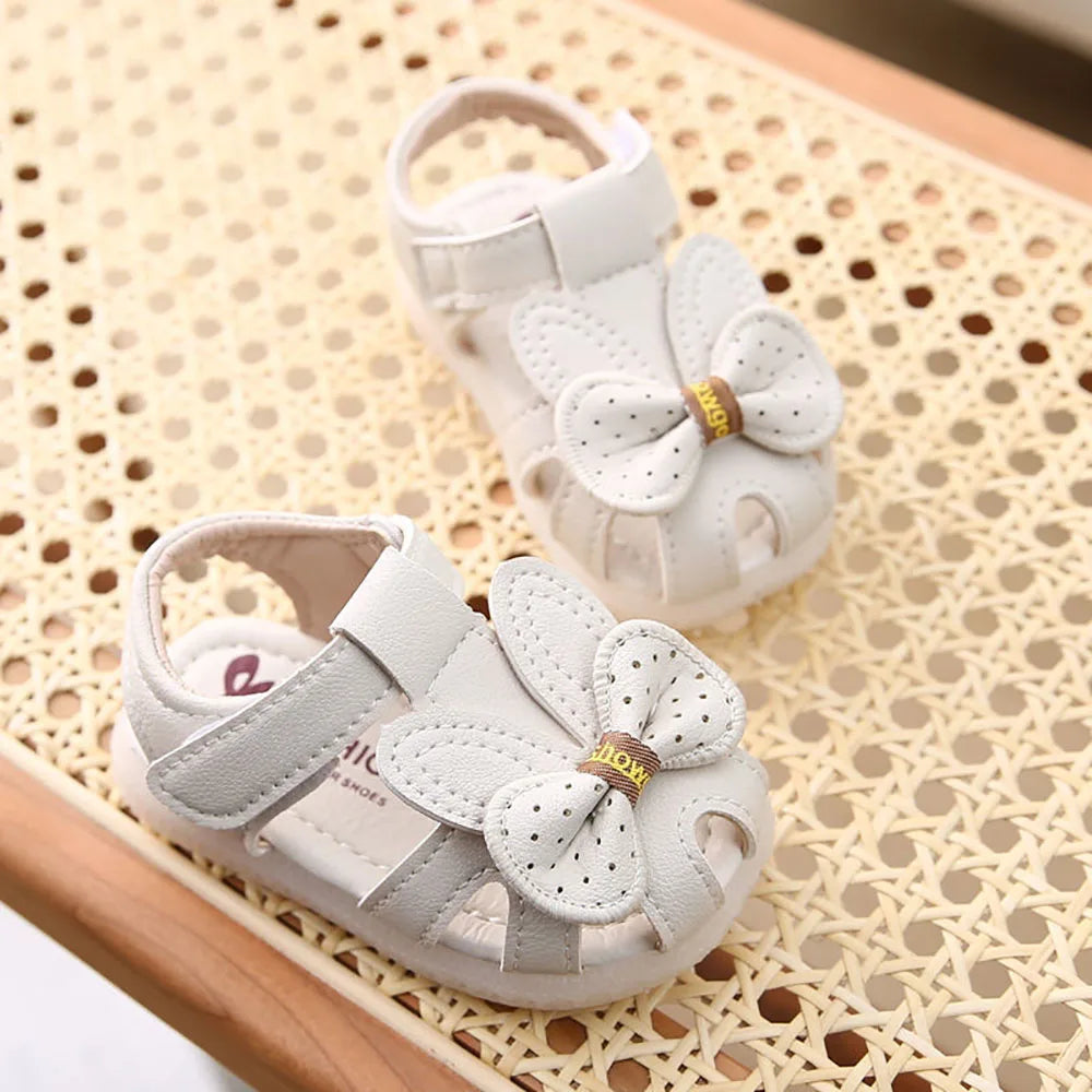 Summer Sandals For Kids Cute Bow Soft-soled Toddler Shoes Travel Outdoor Beach Sandals For Girls Princess Footwear