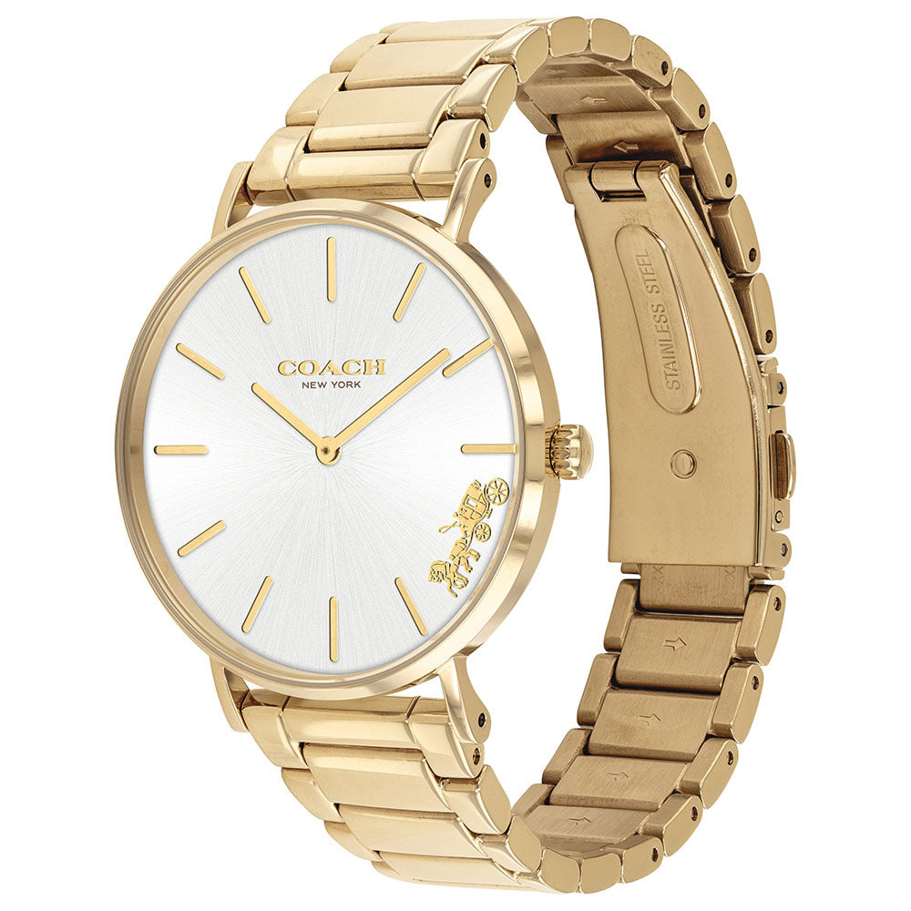 Coach  Ionic Thin Gold Plated 1 Steel Silver White Dial Ladies Watch Style B