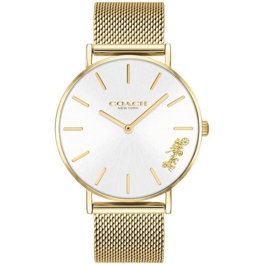 Coach Ionic Thin Gold Plated 1 Steel Silver White Dial Ladies Watch Style A