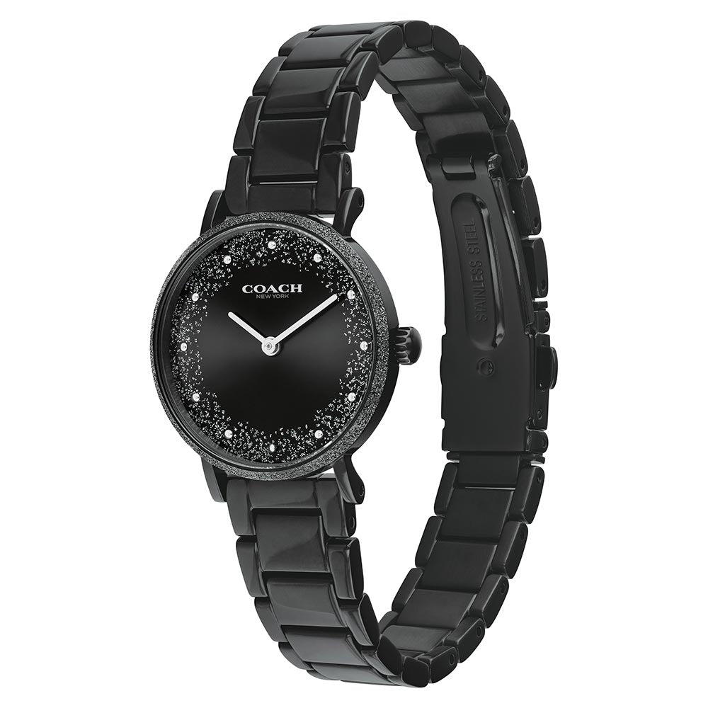 Coach  Ionic Plated Black Steel Black Dial Ladies Watch