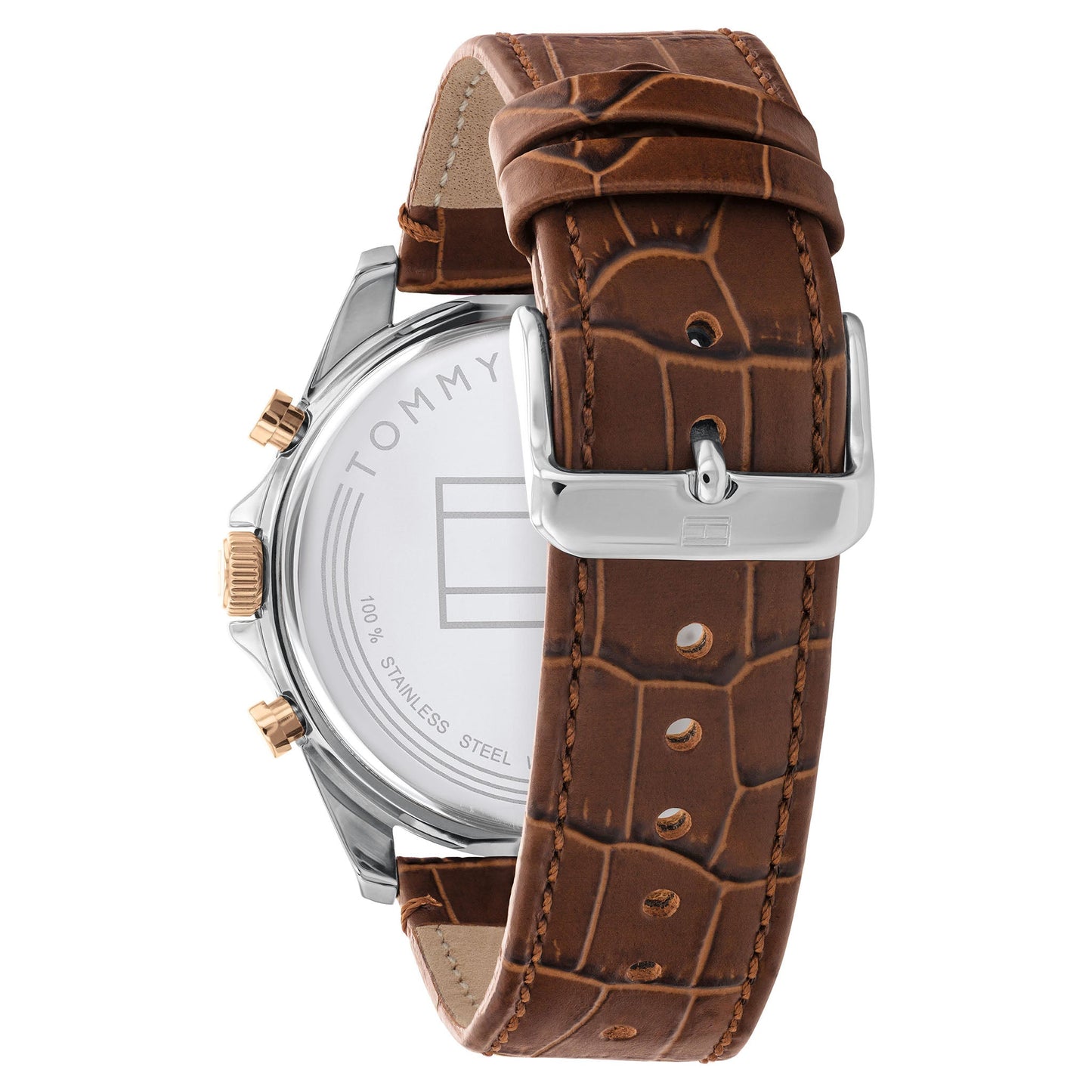 Tommy Hilfiger Brown Leather Silver White Dial Men's Watch