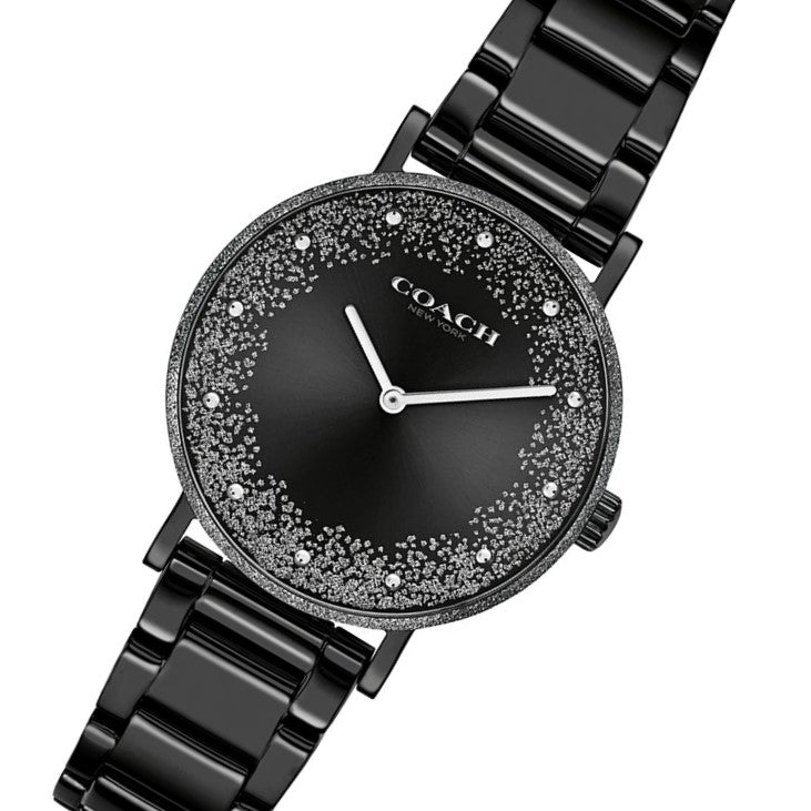 Coach  Ionic Plated Black Steel Black Dial Ladies Watch