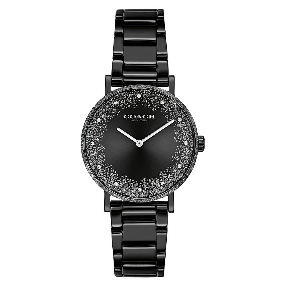 Coach  Ionic Plated Black Steel Black Dial Ladies Watch